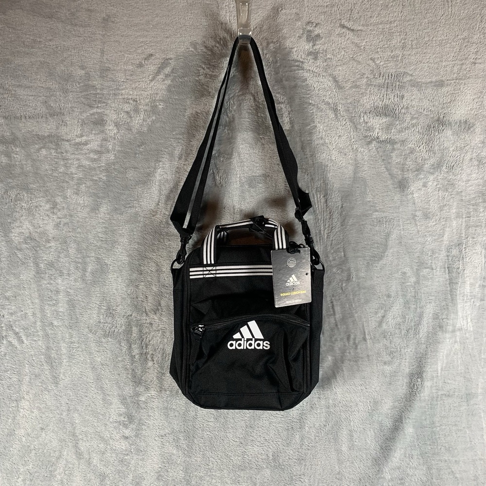 Adidas Lunch Box Squad Lunch Bag Shoulder Strap Handle Black School Easy Carry